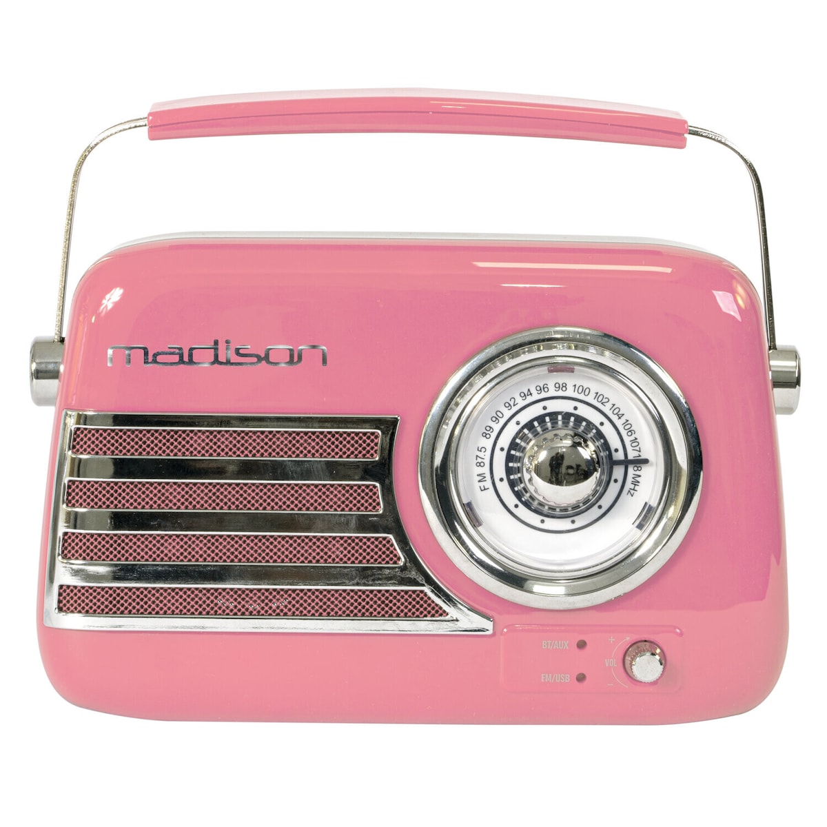 Madison retro radio med Bluetooth og FM (rosa)