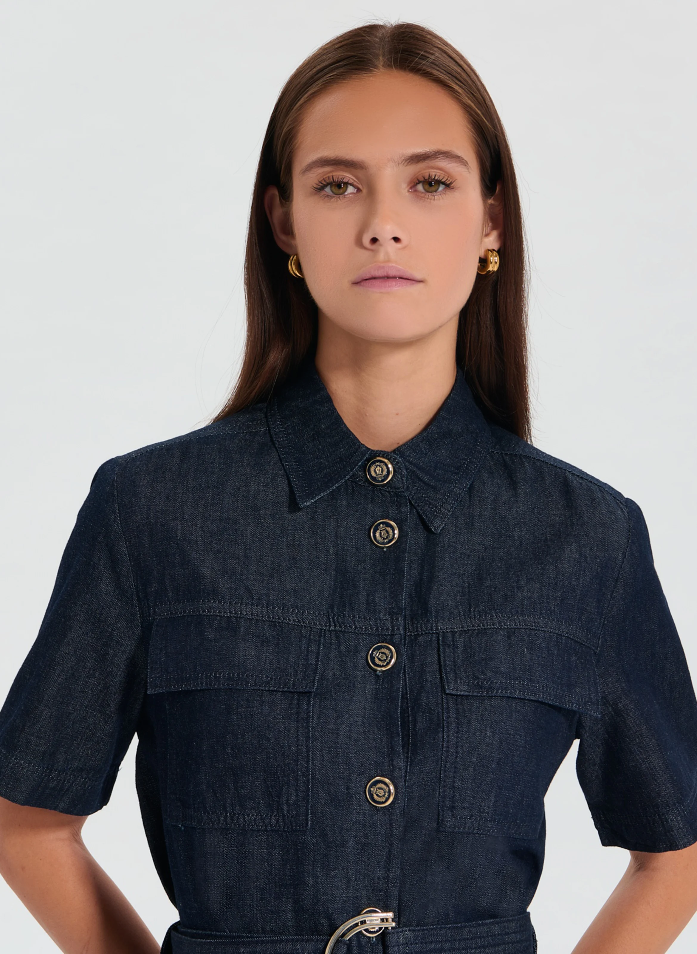 ROSIO - Robe courte en coton | Jean brut