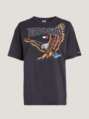 Camiseta oversized com estampa de águia