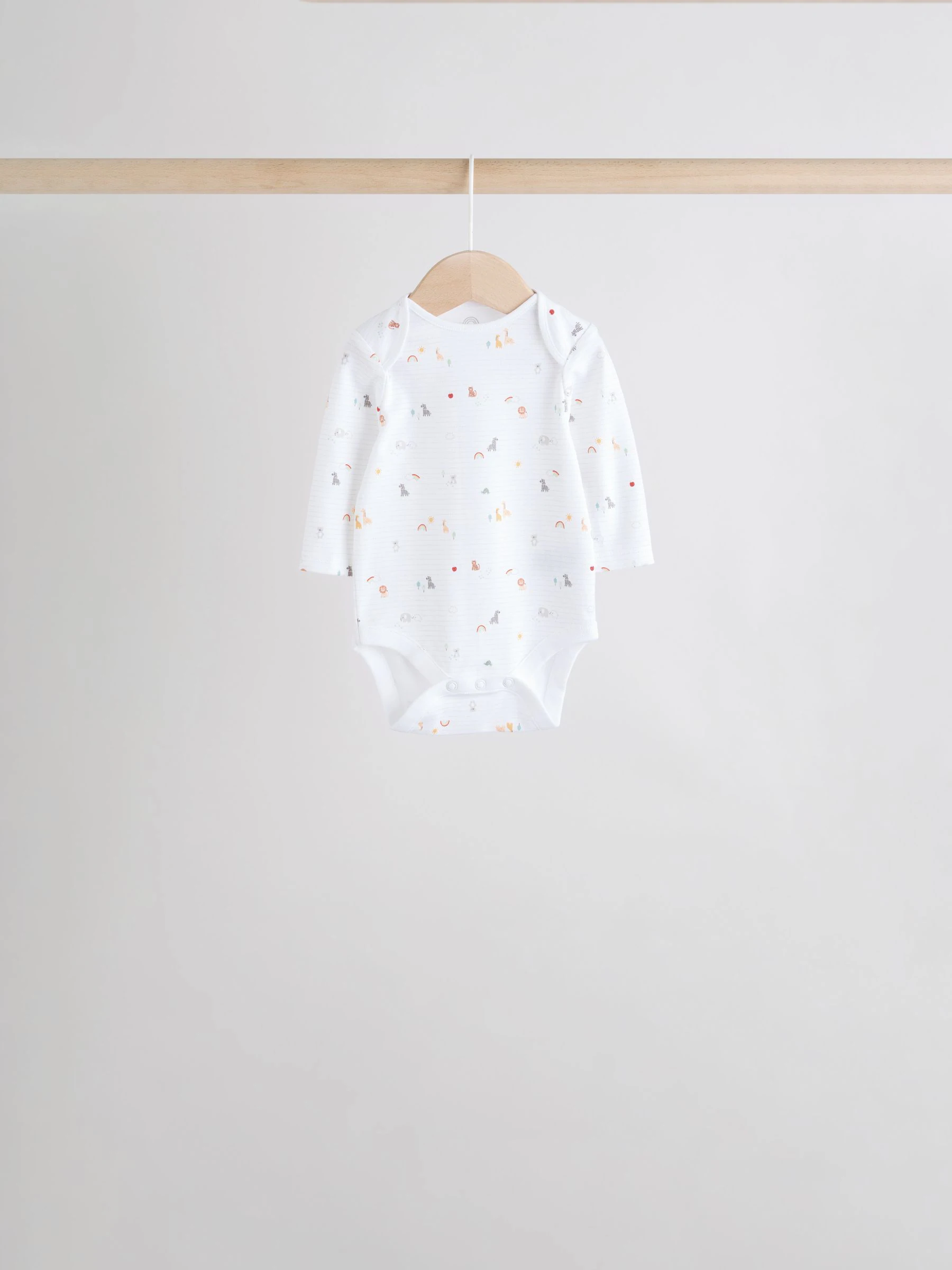 Wit met figuurprint - Baby Bodysuits met Lange mouwen van 100% katoen