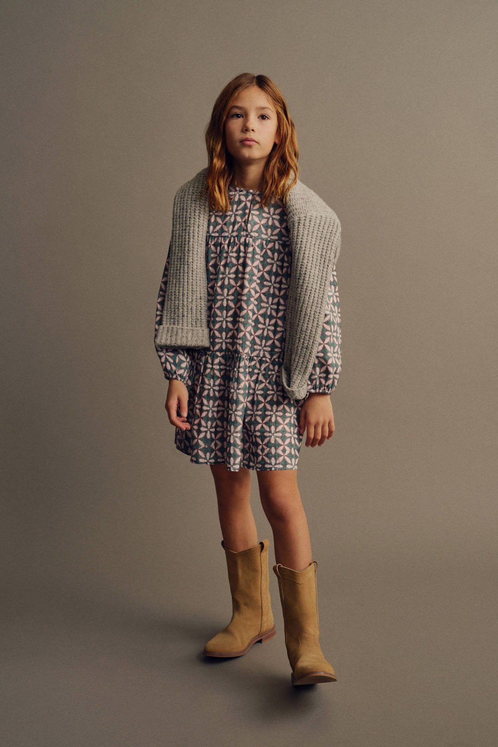 Mango Kids A-lijn jurk groen