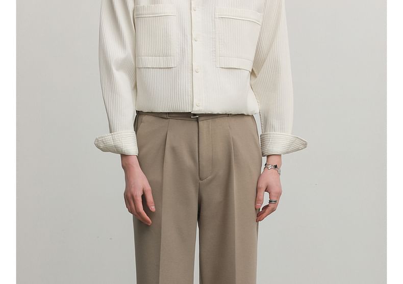 Remeefa - Mid Rise Plain Wide Leg Crop Dress Pants