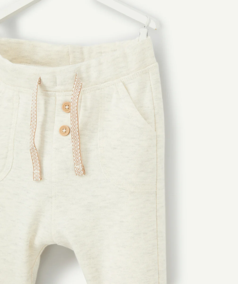 JOGGING BÉBÉ GARÇON EN FIBRES RECYCLÉES ÉCRU CHINÉ