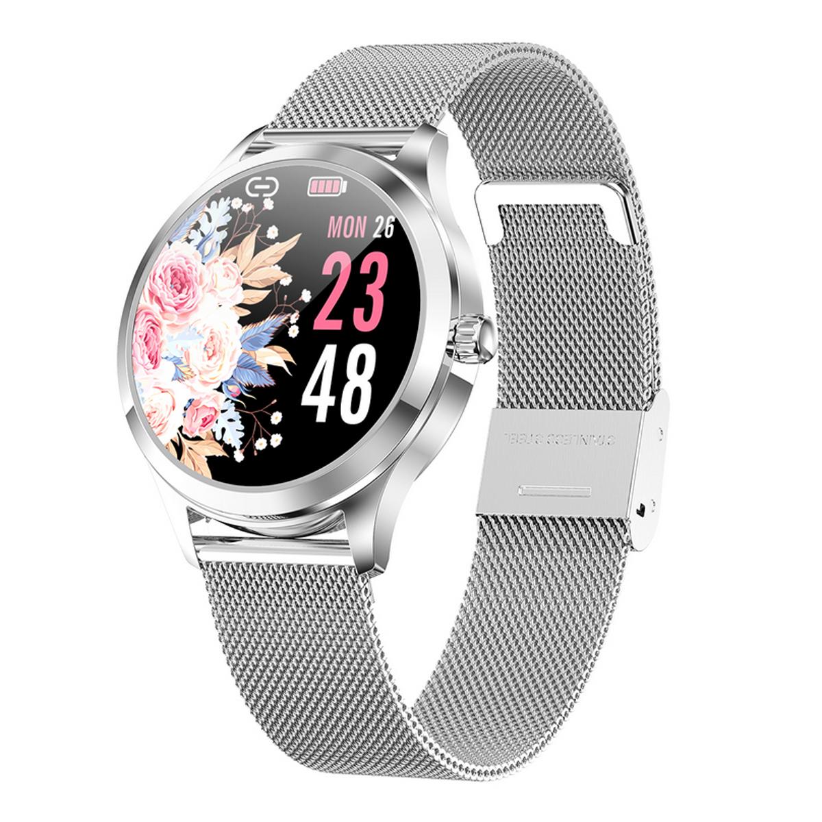 TPFNet Damen Smart Watch / Fitness Tracker IP68 - Milanaise Armband - Android & IOS - Gold