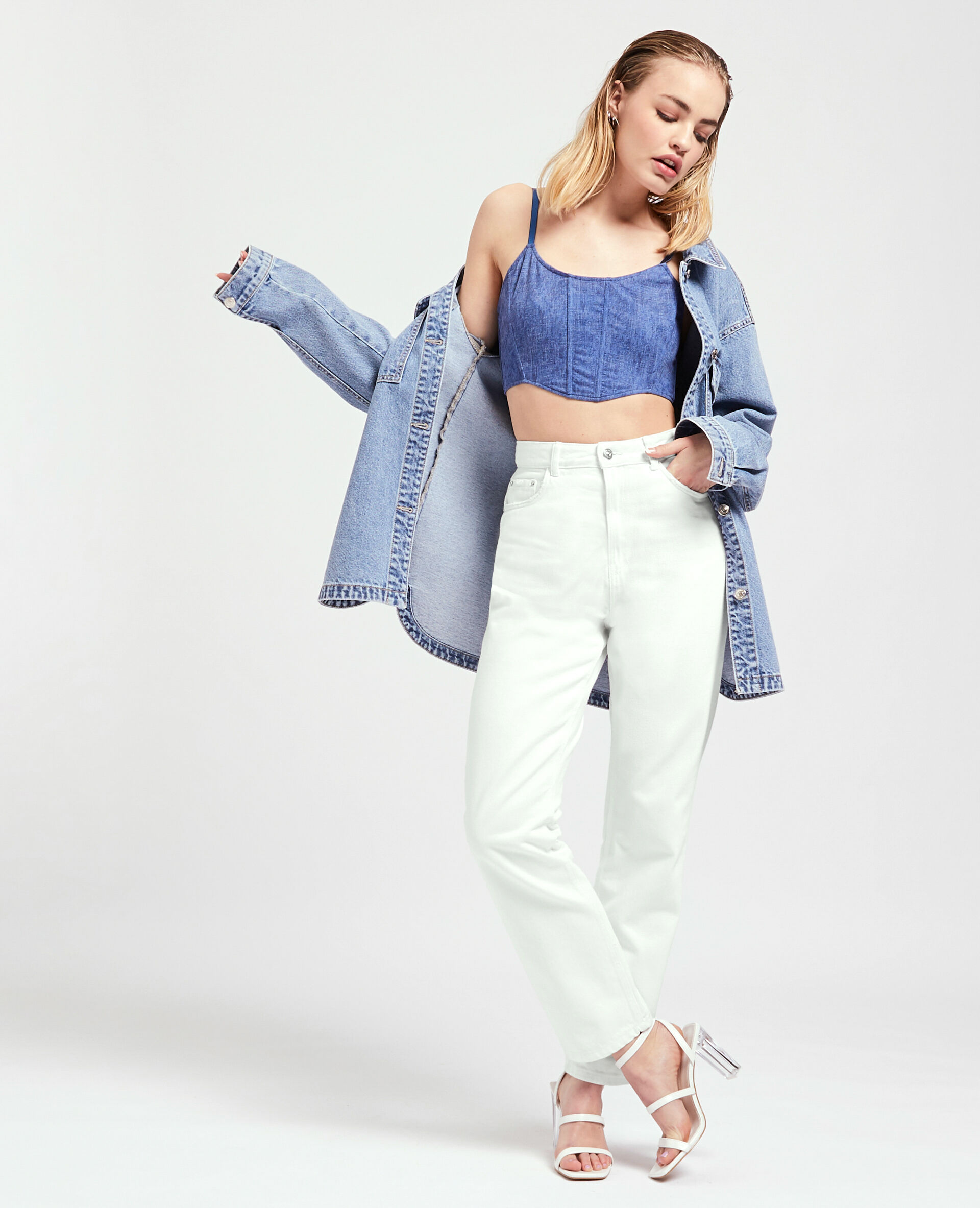 Jean droit taille haute - Blanc