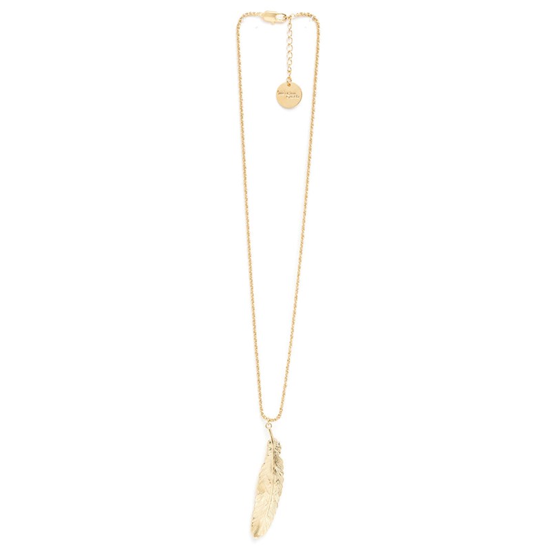 collier plume doré à l'or fin - PHÉBÉ