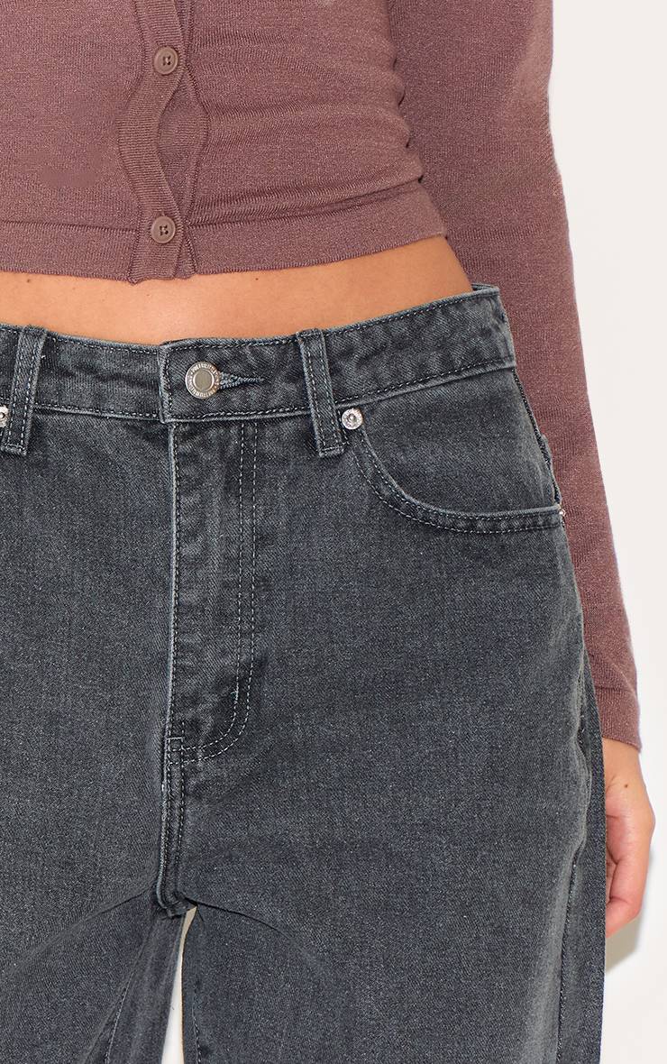 Gris Jean Mom Taille Haute
