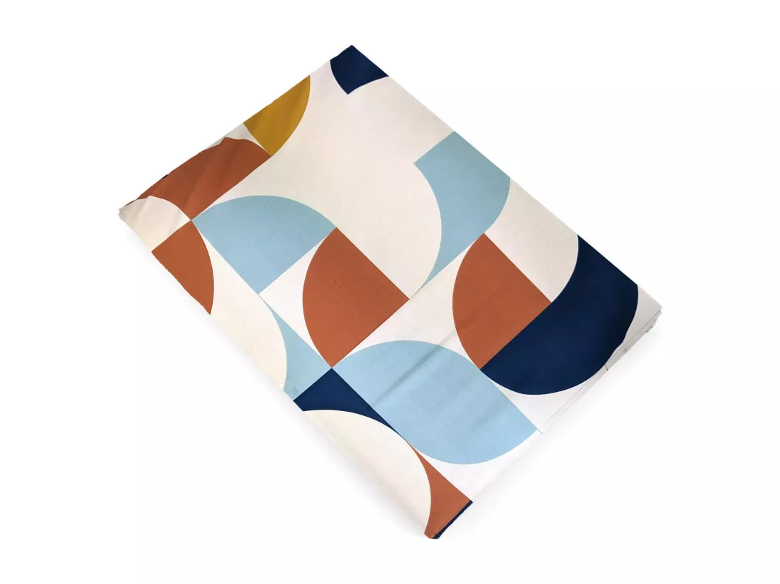Drap plat 180x290 cm 100% percale de coton MODULO bleu cobalt