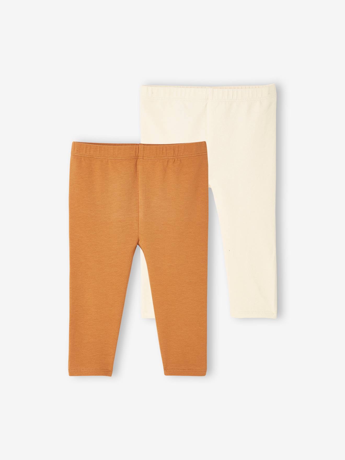 Conjunto de 2 leggings compridas para bebê menina, azul claro, bicolor/multicoloridas