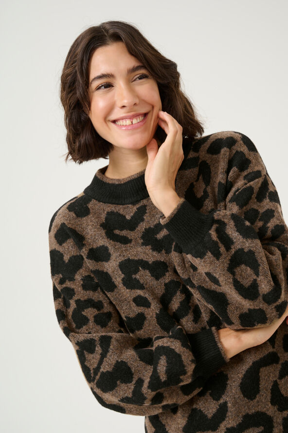 Kaffe KAwilma Knit Pullover Brown/black animal pattern