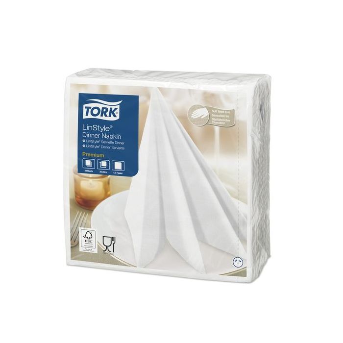 Tork Linstyle servet 478711.1 39x39cm wit 1/4 vouw 50st