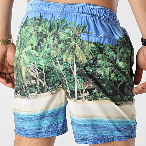 Ensemble Short De Bain Claquettes 1S10434 Bleu Vert
