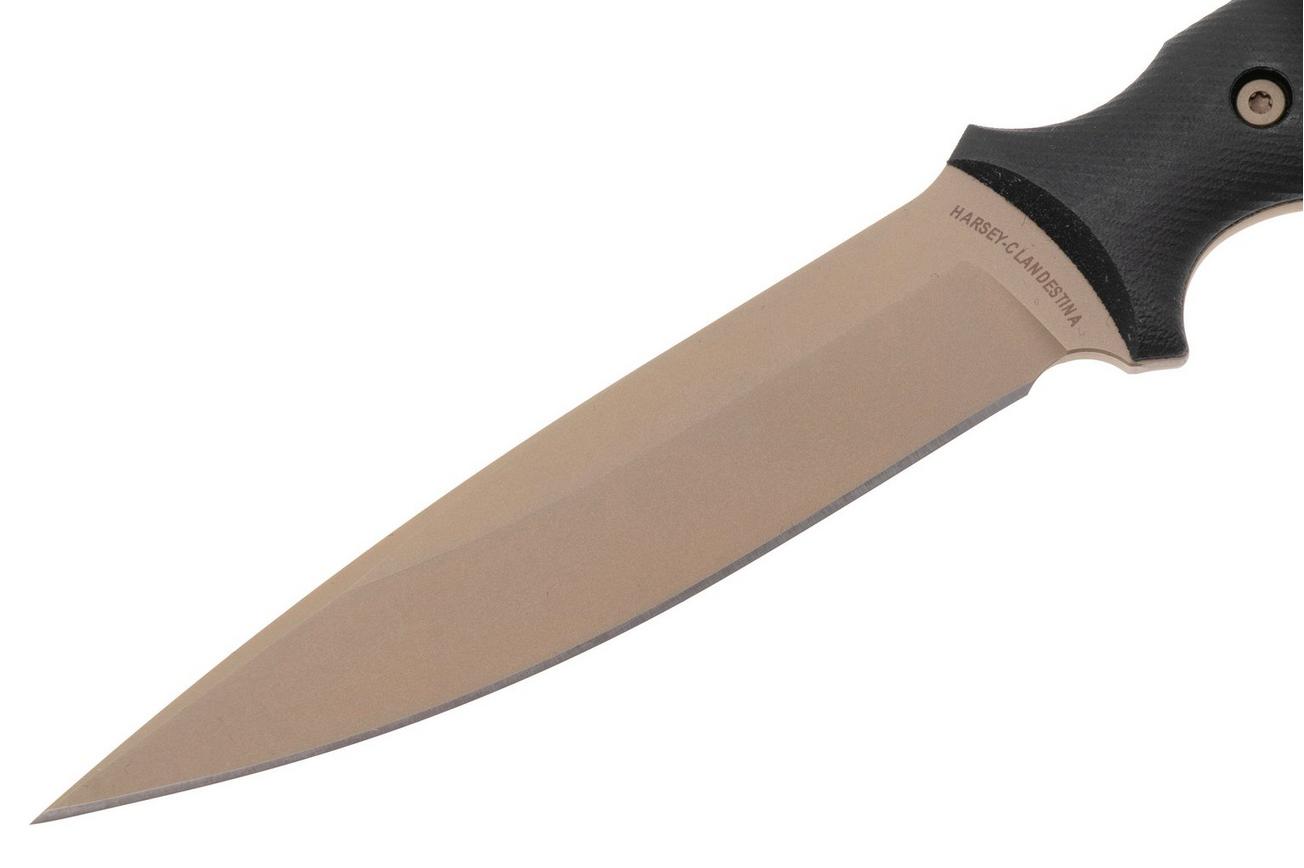 Spartan Blades Harsey Clandestina SB57DEBKNLBK Flat Dark Earth, Black Micarta, survivalmes, MOLLE schede