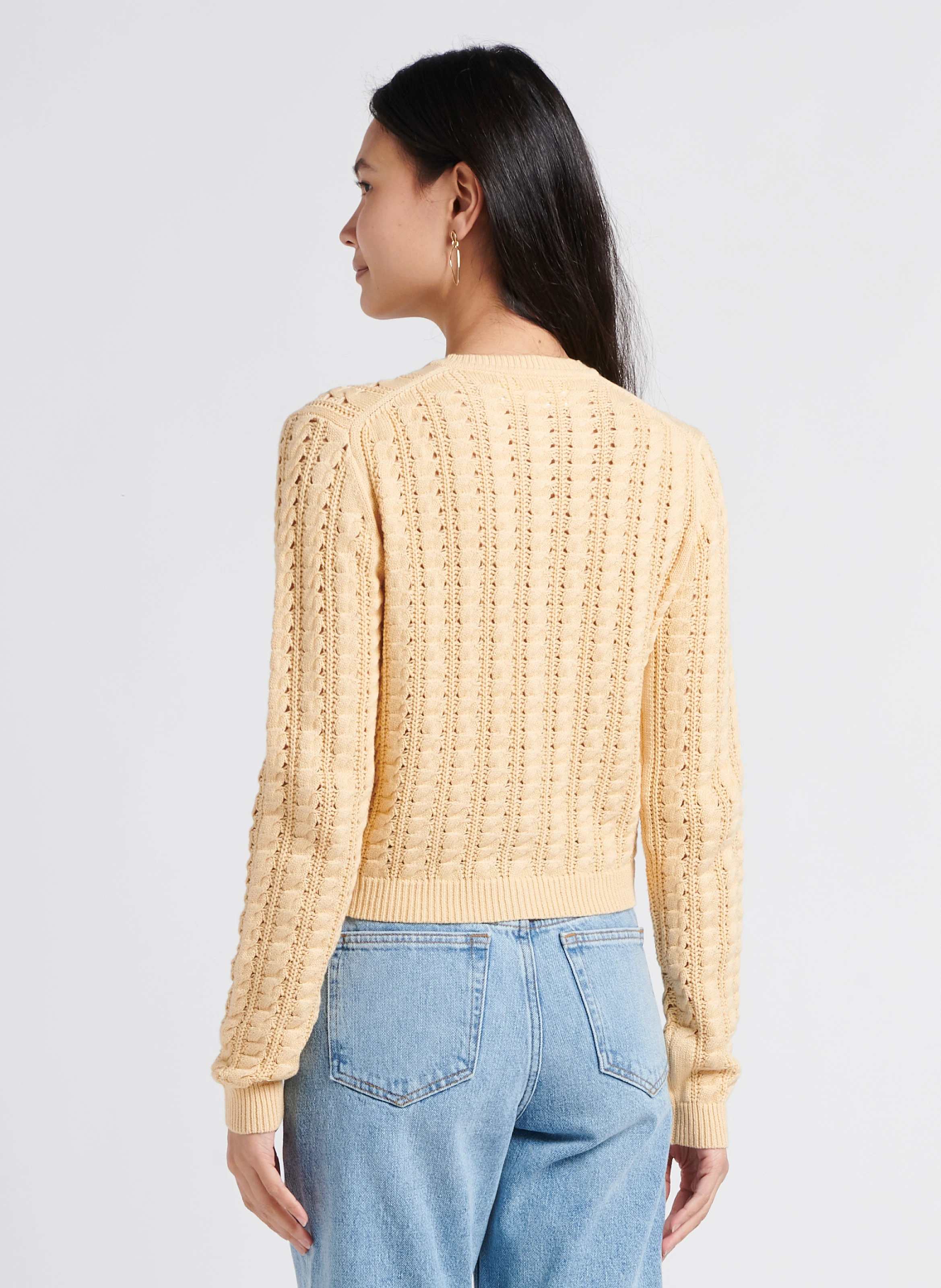 KENNEDY - Cardigan col rond en coton bio et en laine mélangés| Orange