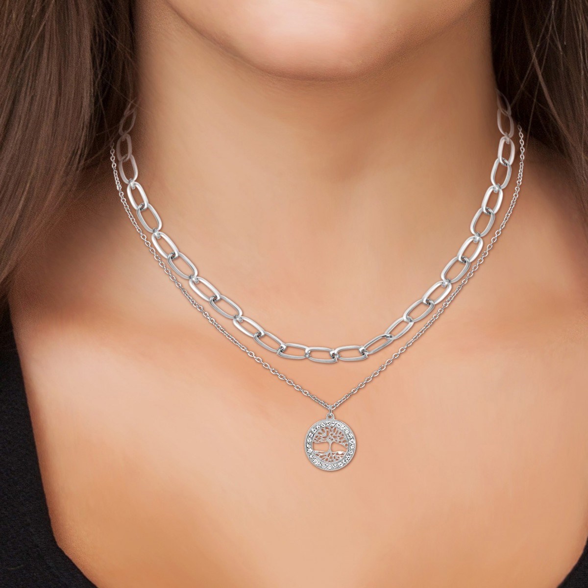 Collier multi rangs et arbre de vie SC Crystal