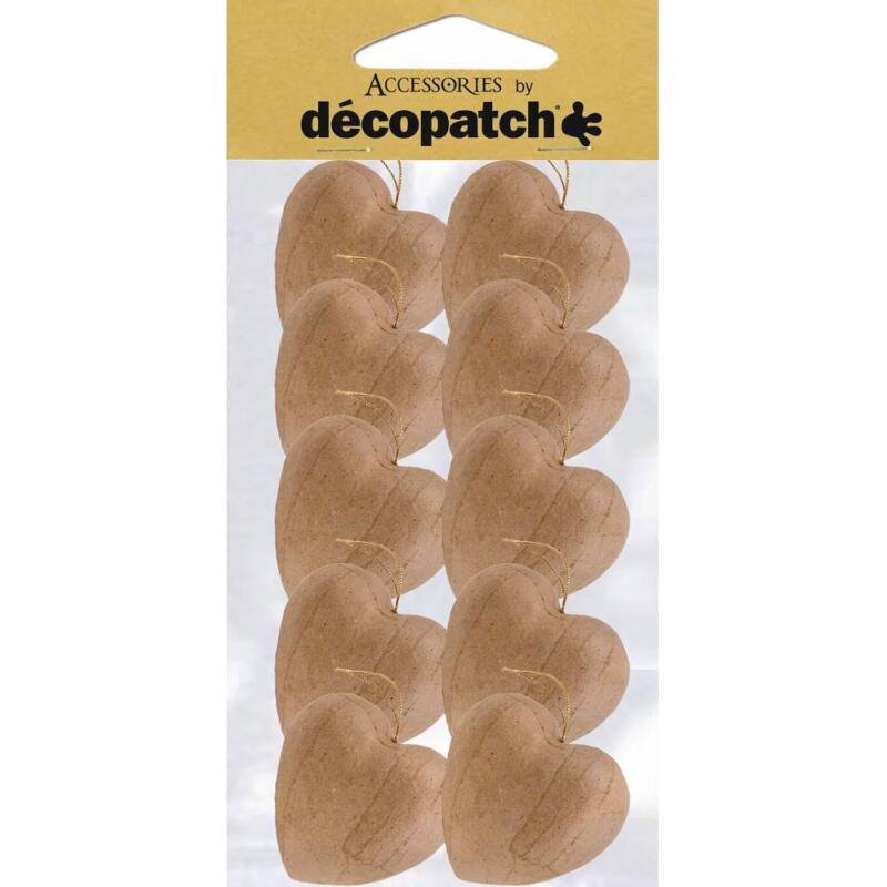 Sachet de 10 coeurs avec cordon 3x10,5x24cm - Kraft