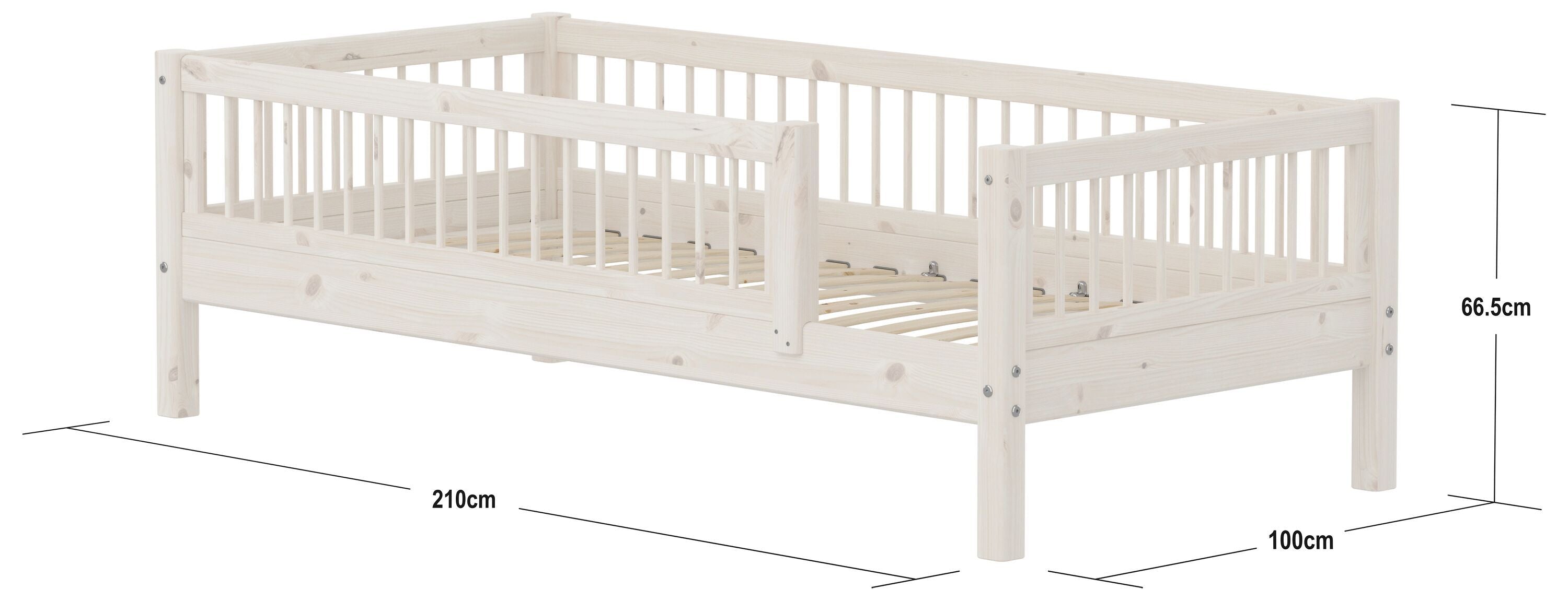 Flexa CLASSIC Einzelbett - White Wash / B: 100.0 cm x T: 210.0 cm x H: 67.0 cm