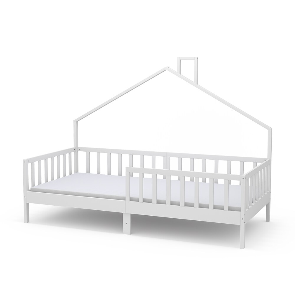 Vicco Hausbett Kinderbett Justus Weiß 90 x 200 cm mit Matratze modern