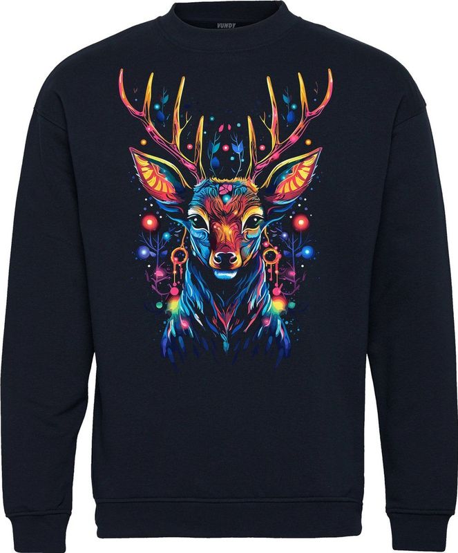Kersttrui Neon Rudolf | Foute Kersttrui Dames Heren | Kerstcadeau | Kerstpakket | Navy | maat XS