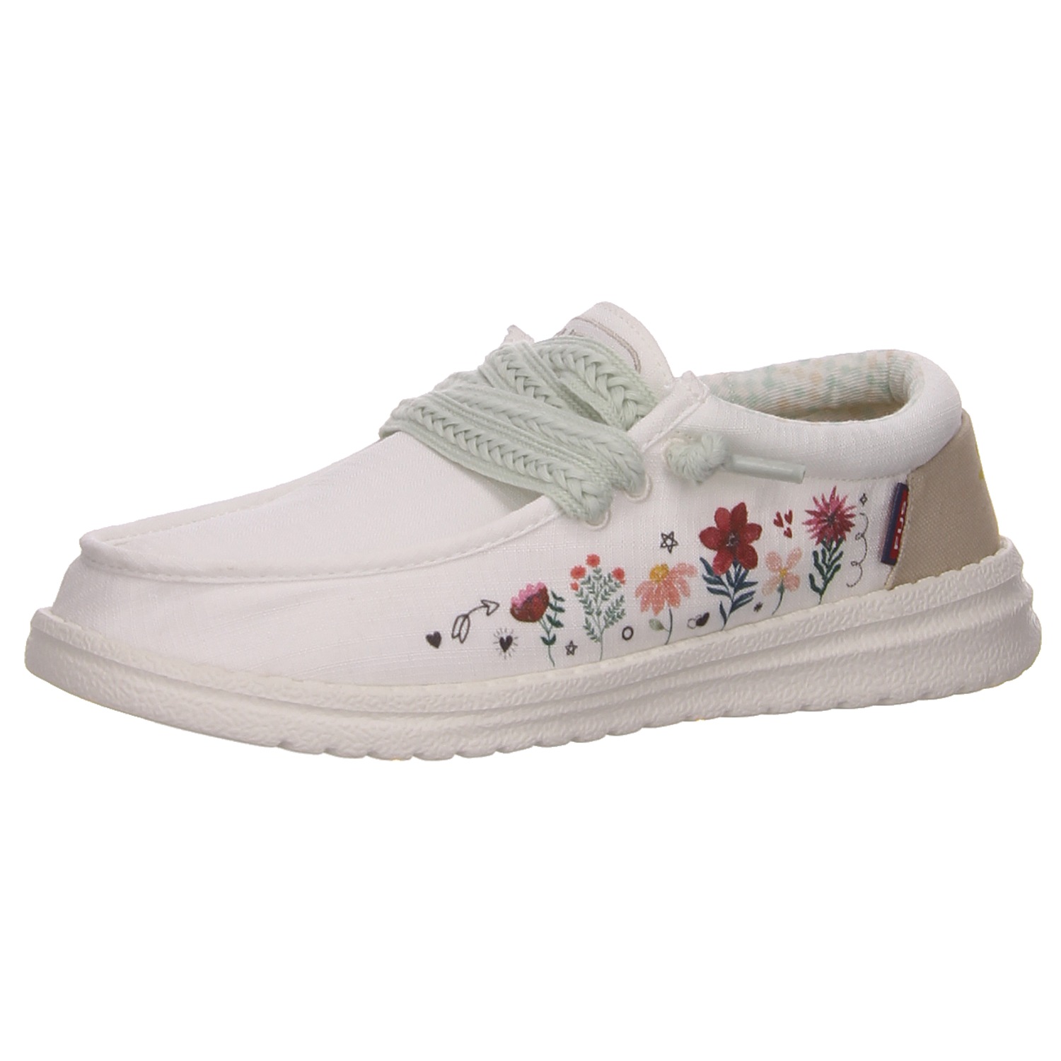 Fusion Damenhalbschuh geblümt weiss/weiss kombi