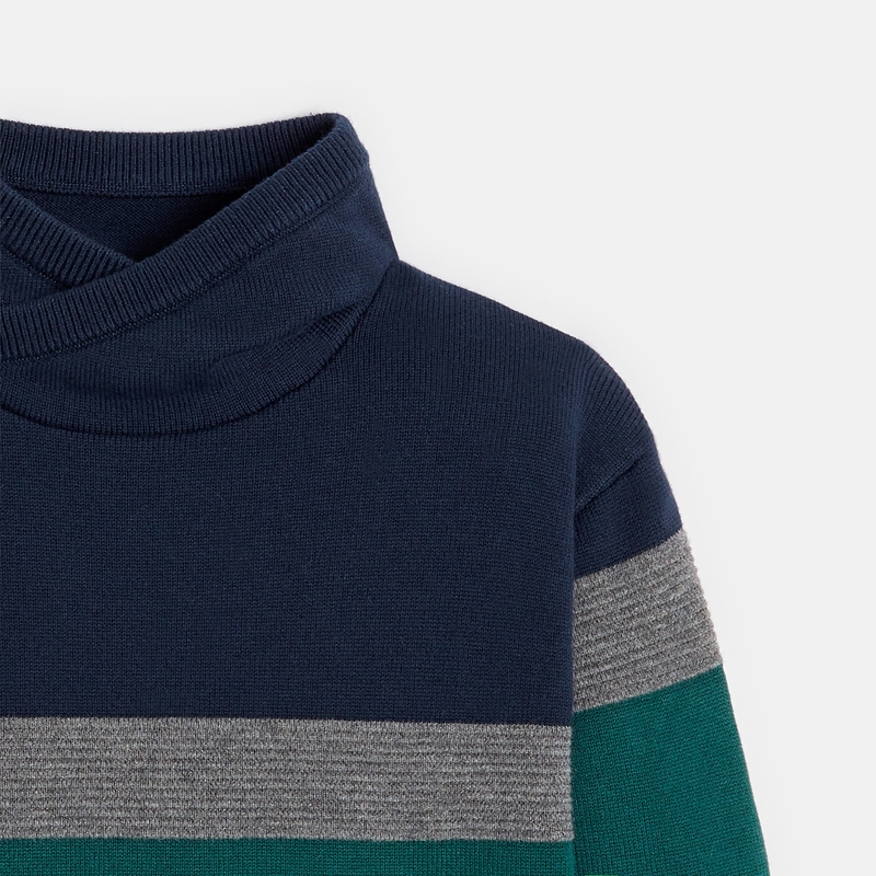 Pull d'hiver col snood vert garçon