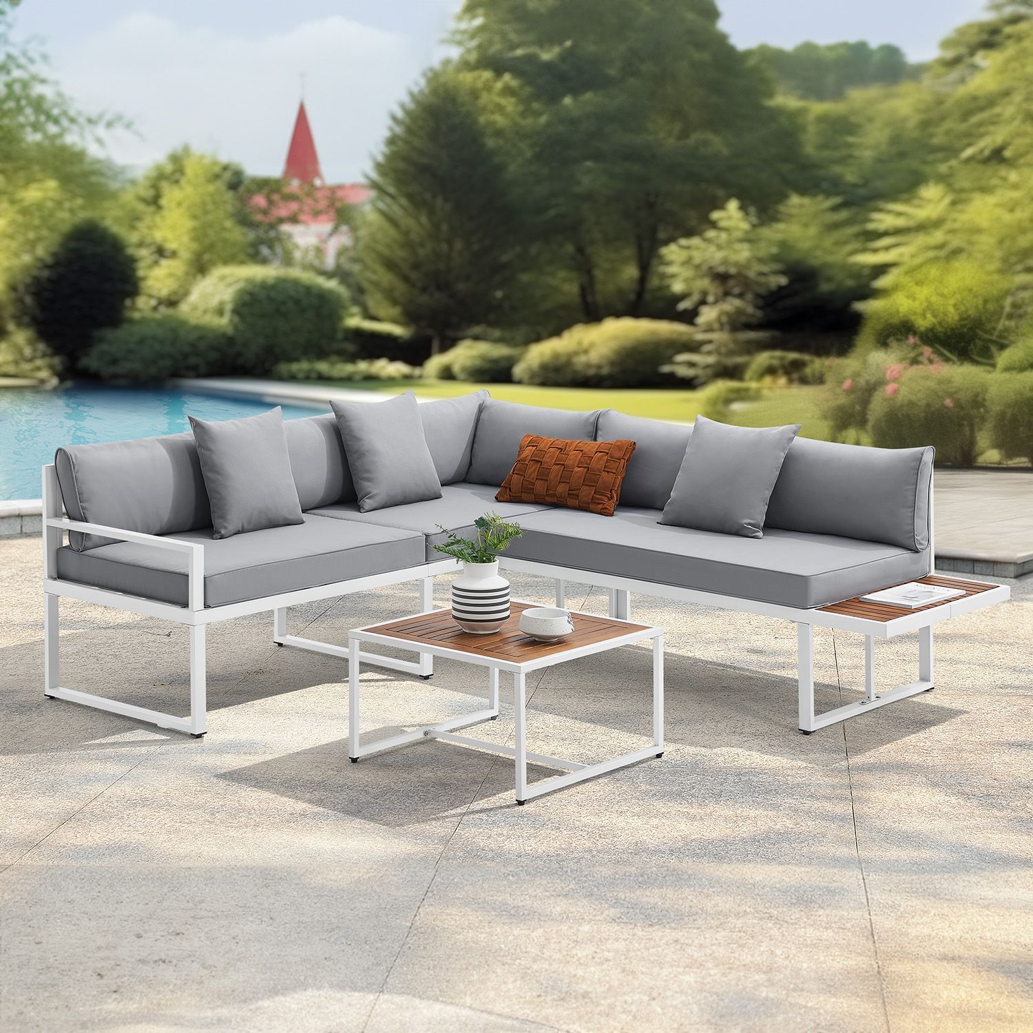 Juskys St. Tropez 4-persoons Loungeset - Grey