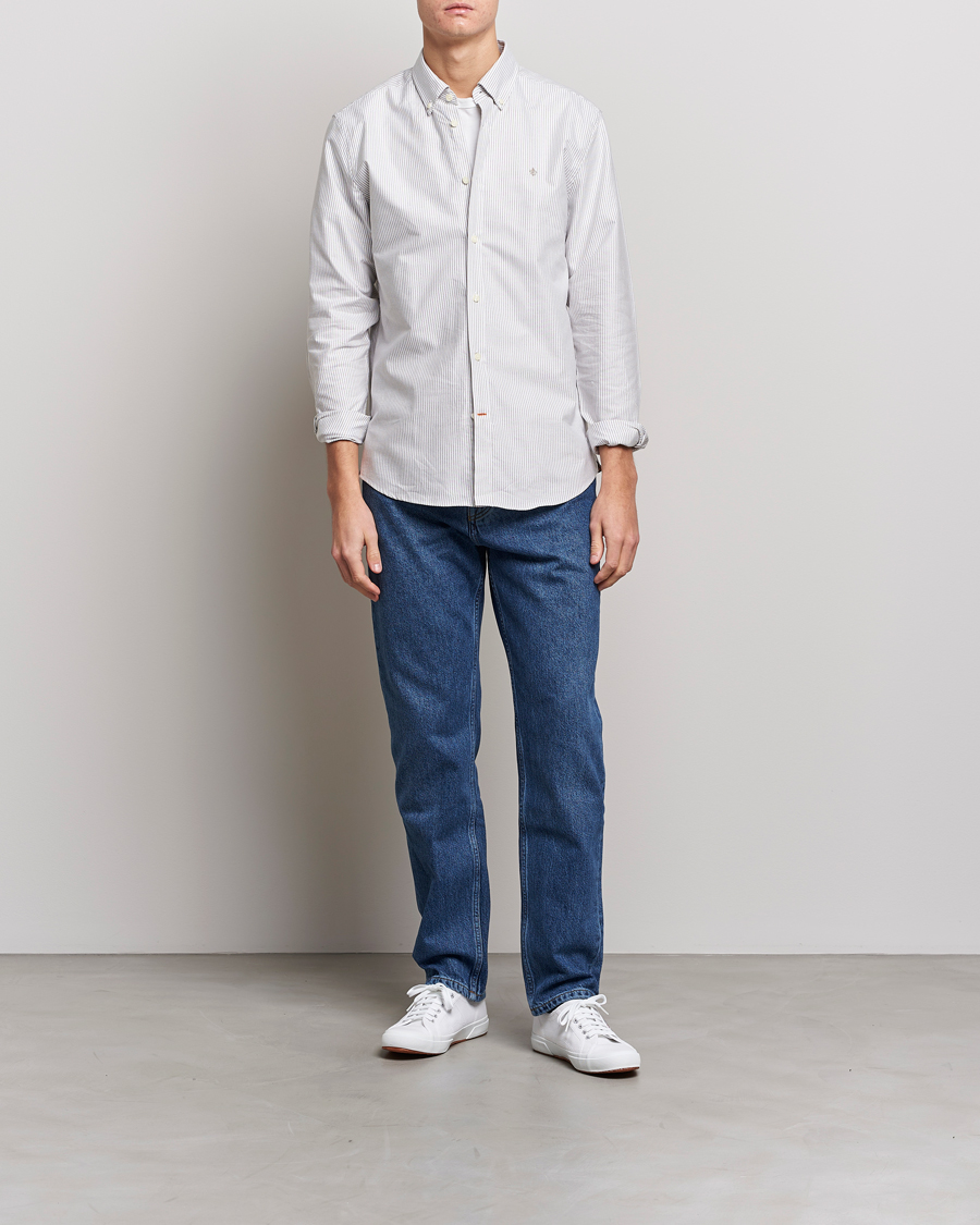 Morris Douglas Oxford Striped Shirt Brown