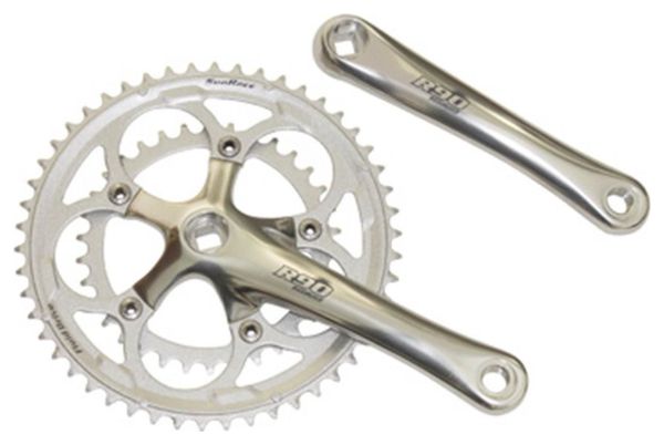 PEDALIER ROUTE SUNRACE R96 8-9-10V. COMPACT ARGENT 170mm 50-34 (AXE CARRE)
