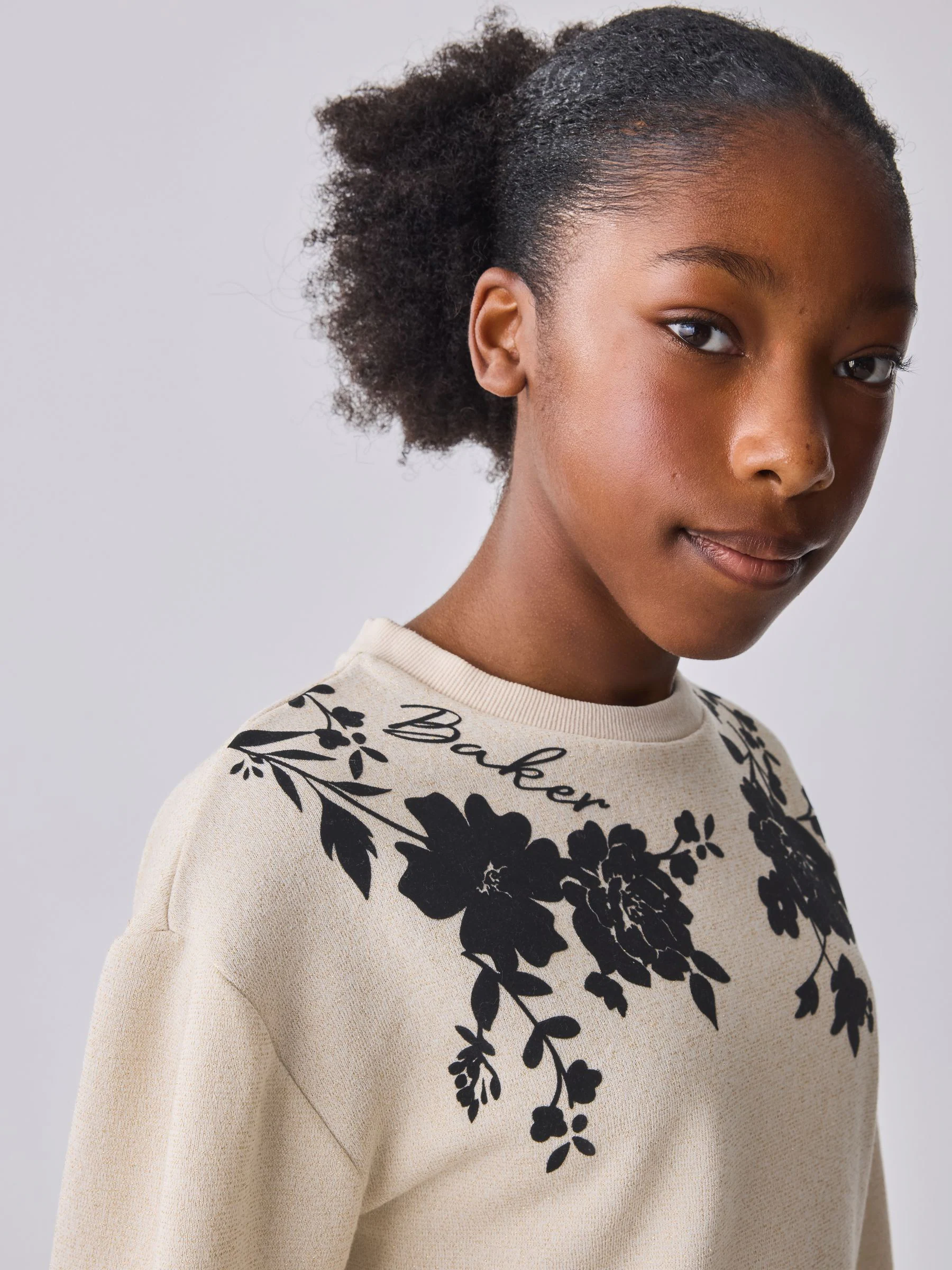 Baker by Ted Baker Cream Flocked Floral Sweat Mockable Dress