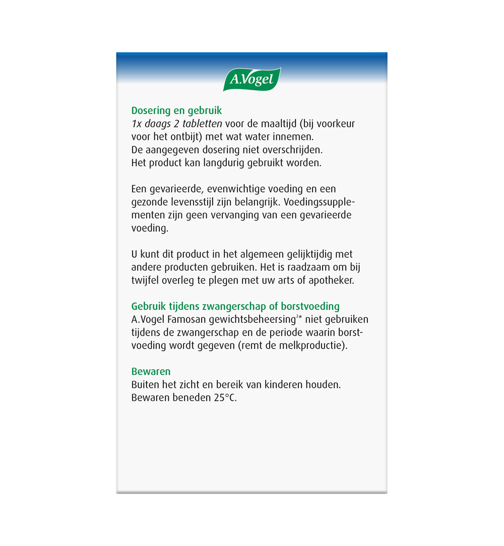 A.Vogel Famosan Overgang Gewichtsbeheersing (60 tabletten)