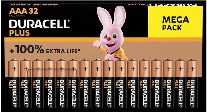 Duracell Plus AAA - alkaline batterijen - 1,5V, LR03 - 32 stuks