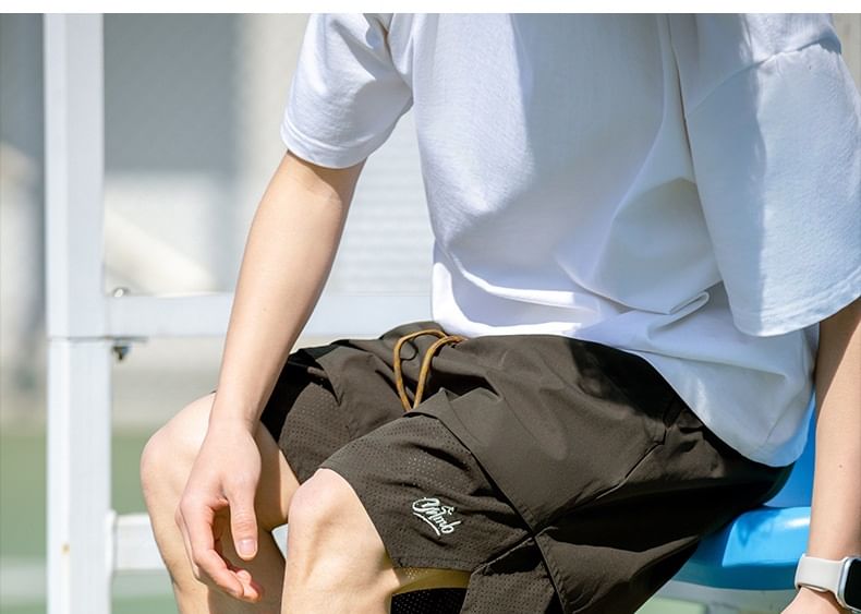 Really Point - Shorts met trekkoord in de taille en geborduurde letters van mesh