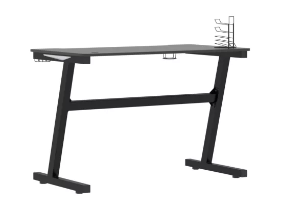 Bureau de jeu à LED en forme de Z noir 110x60x75 cm
