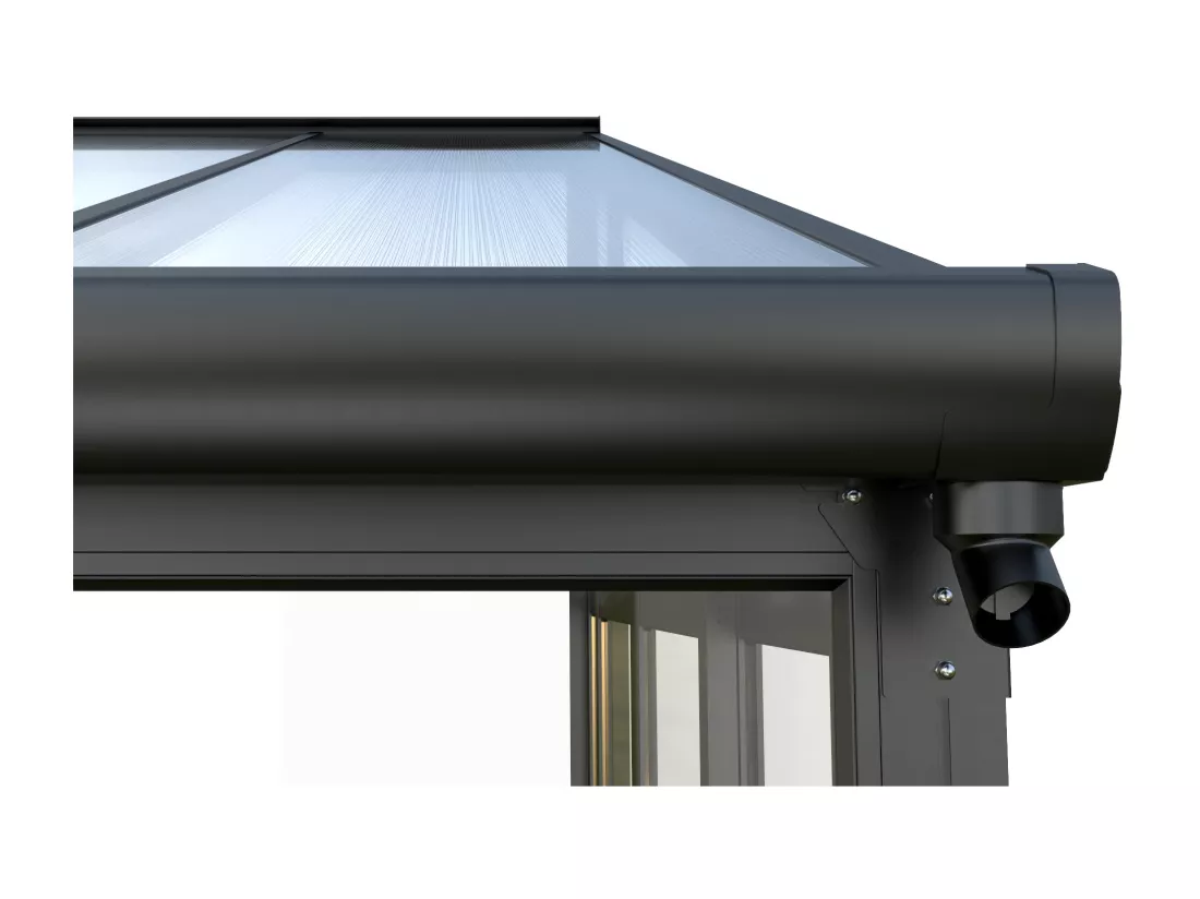 Véranda en aluminium et polycarbonate avec protection UV - 15,9 m² - anthracite - MATHILDA