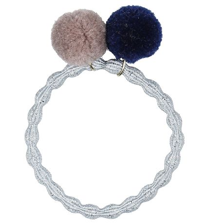 Kknekki Haargummi - Silber Glitzer m. Pom-Pom