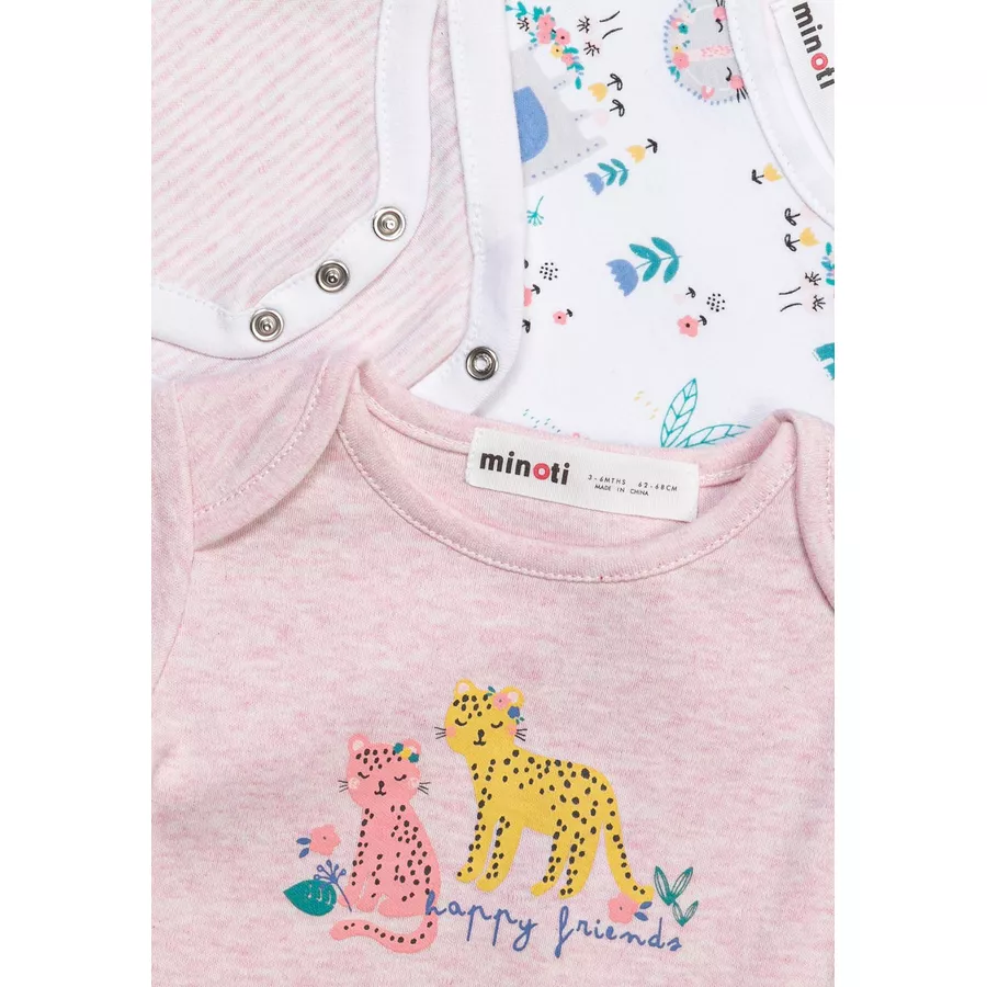 MINOTI 3er-Pack Bodys RosaWeiß