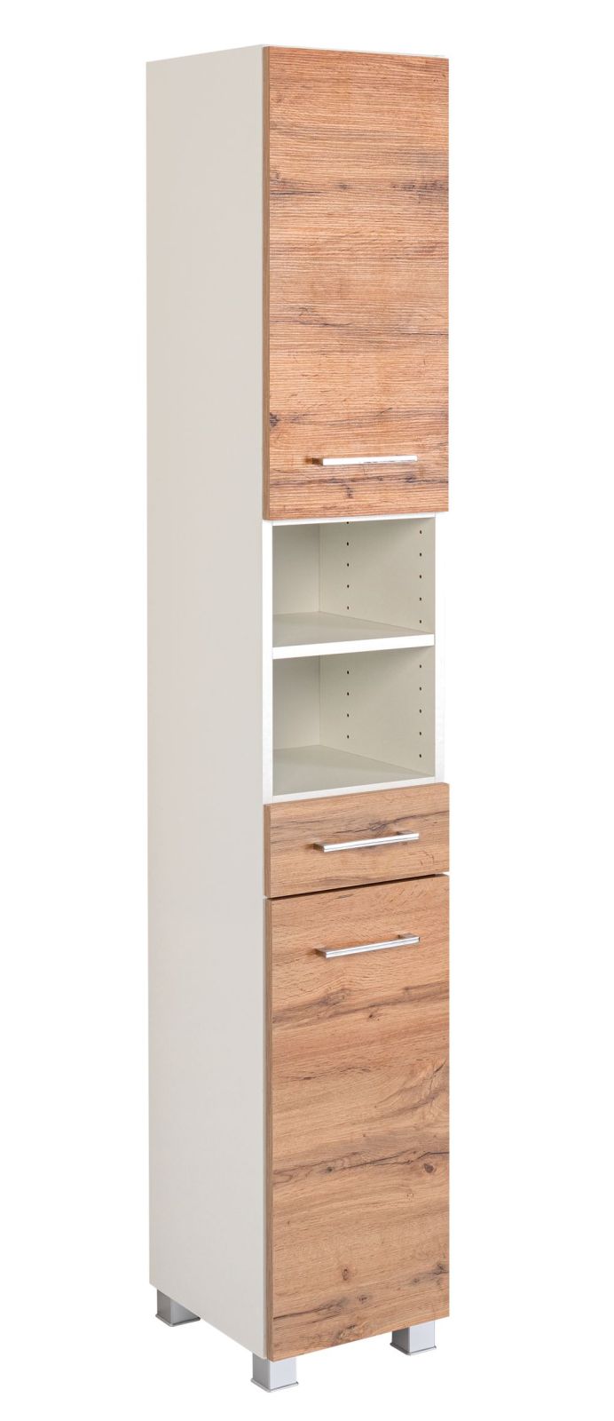 Seitenschrank PARIS - Wotaneiche- weiß - 185 cm hoch