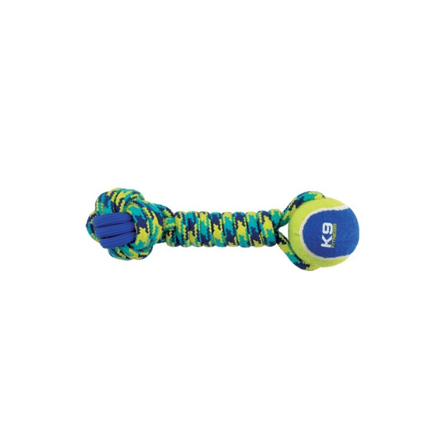Brinquedo para cães Zeus Fitness Tug, 28 cm, com corda e haltere de TPR