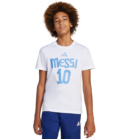 adidas Performance T-Shirt - Y Messi N&N G T - Weiß m. Print