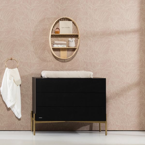 Kidsmill Boutique Babykamer Zwart / Brass | Bed 60 x 120 cm   Commode   Kast 2-Deurs
