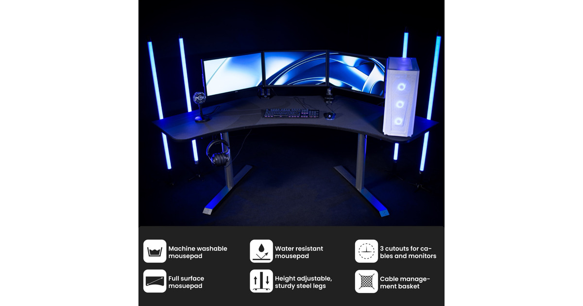 ArozziArena Angelo - Gun Metal gaming desk  (Gunmetal)