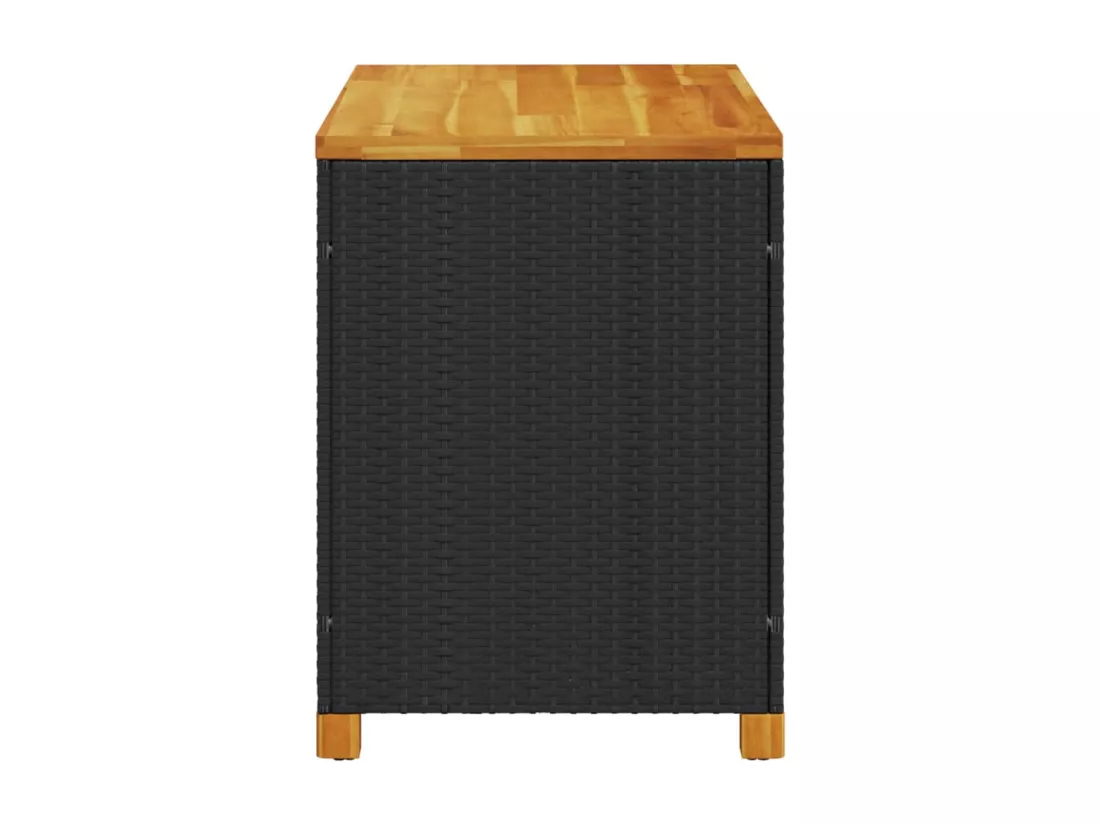 Prolenta Premium - Boîte de rangement de jardin noir résine tressée bois d'acacia