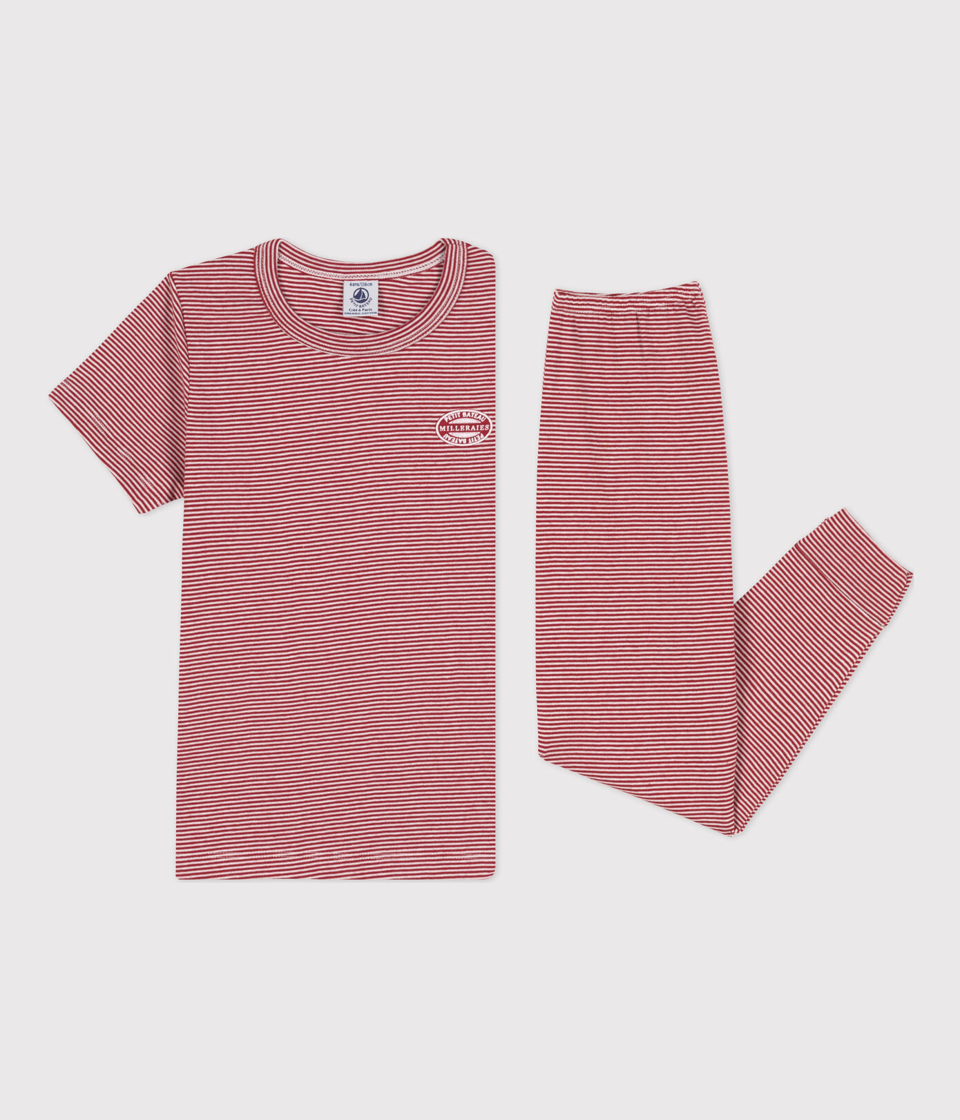 Pyjama manches courtes milleraies petite fille/petit garçon en coton