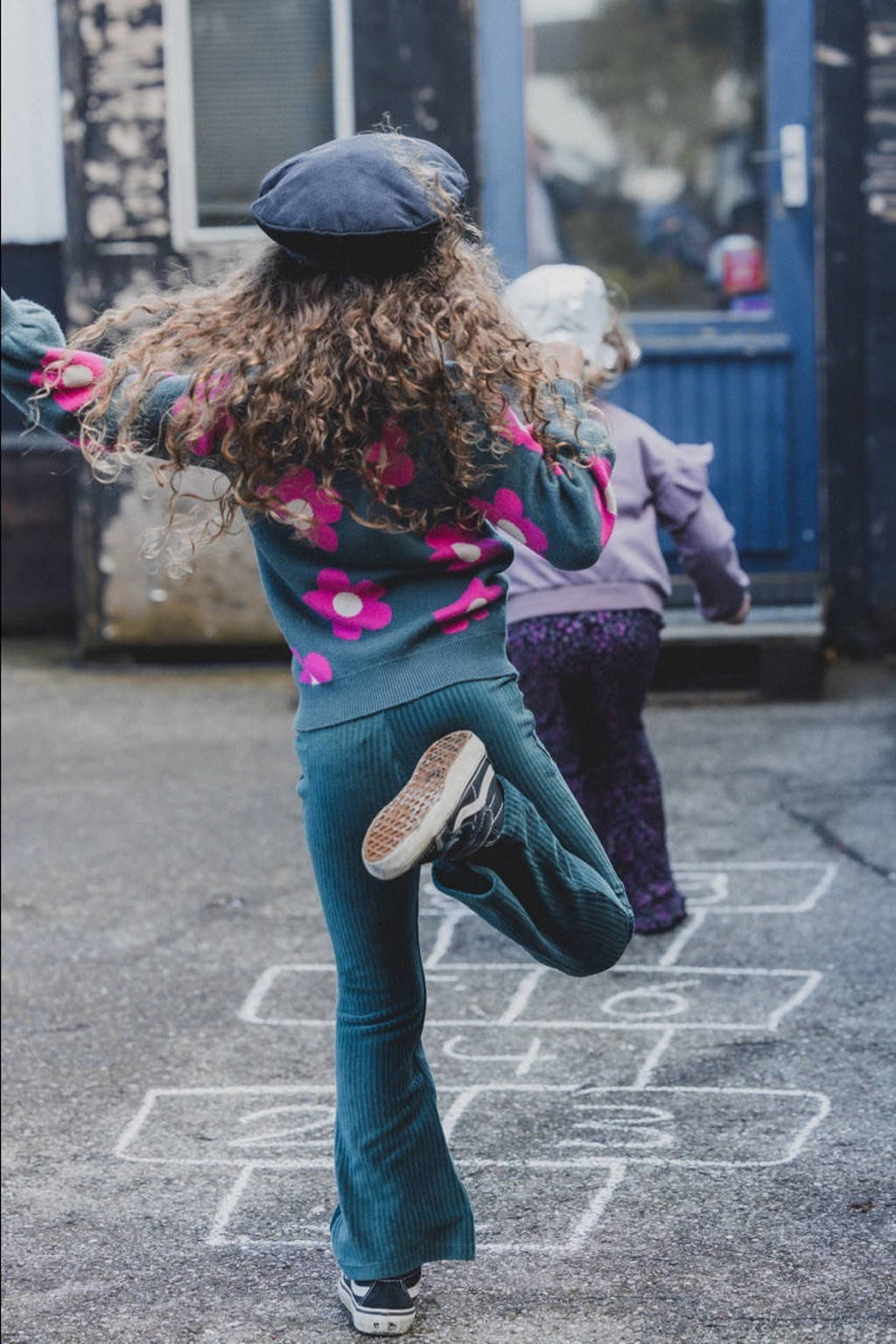 LOOXS fluwelen flared broek donkergroen
