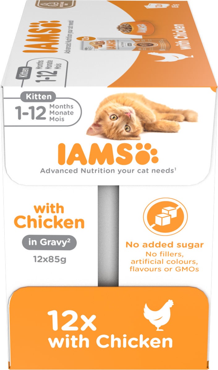 IAMS Delights natvoer Gravy kitten kip 85 g 12 stuks