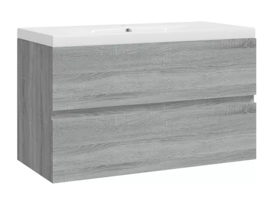 Meuble lavabo avec bassin intégré Sonoma gris Bois d'ingénierie