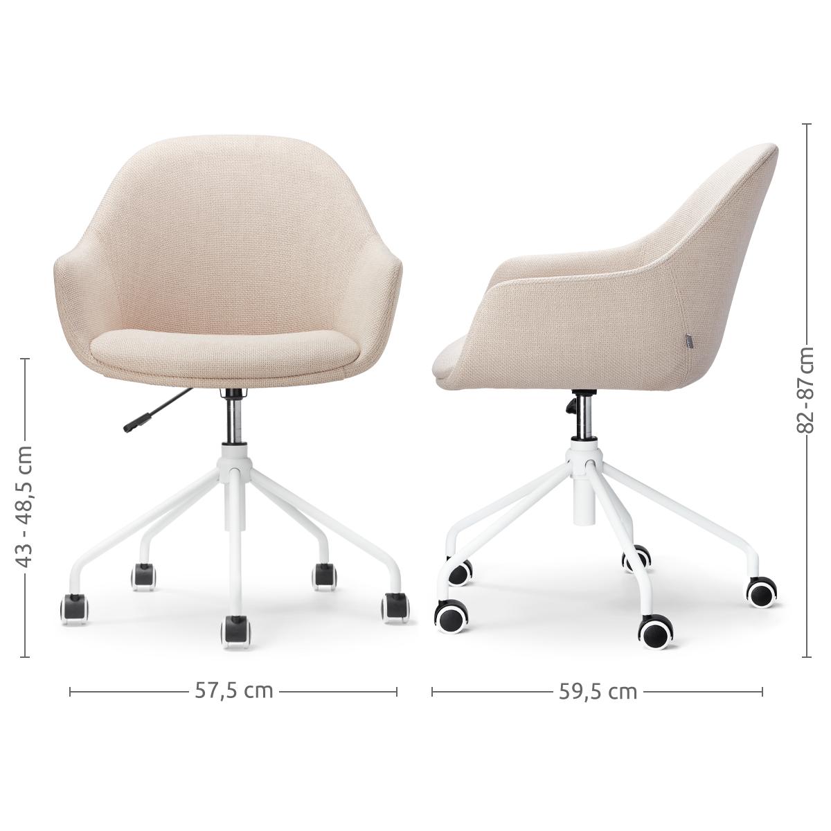 Bureaustoel Nout-Mae beige - wit onderstel