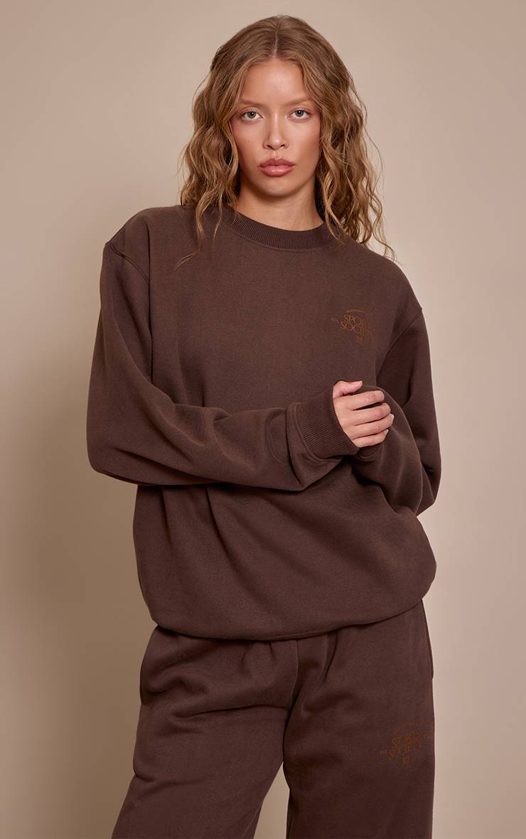 Chocolat Sweat-shirt Oversize À Enfiler PLT Sports Society