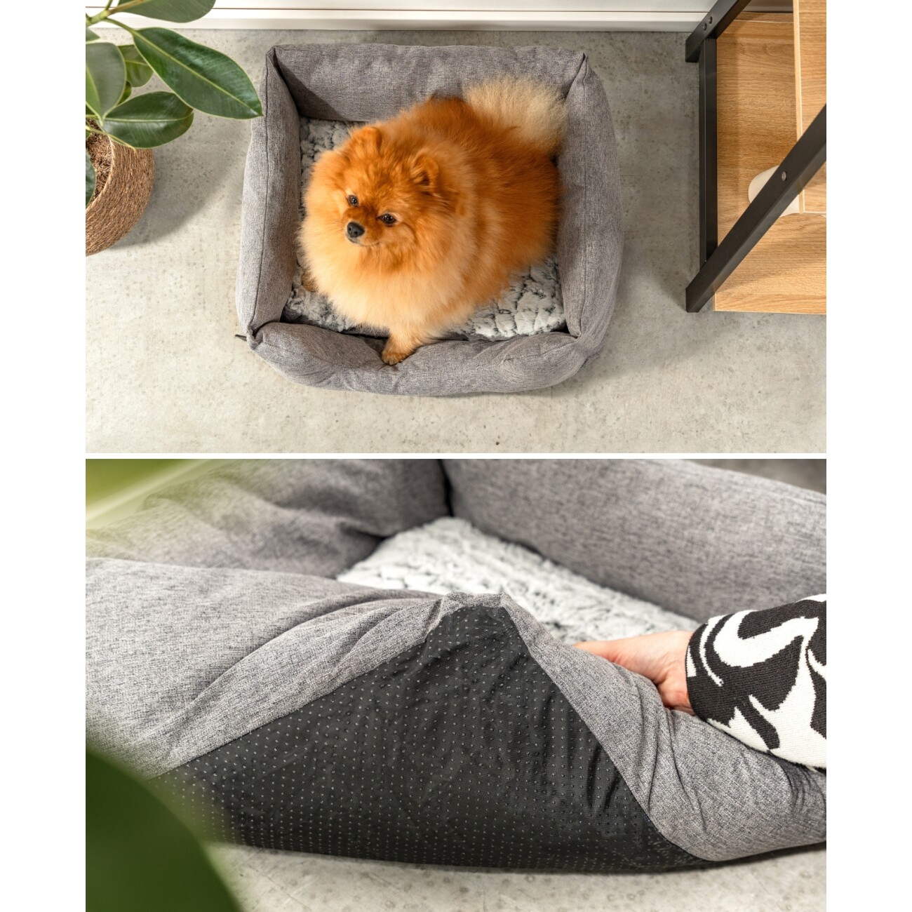 Lionto Hundebett mit Wendekissen meliert grau S