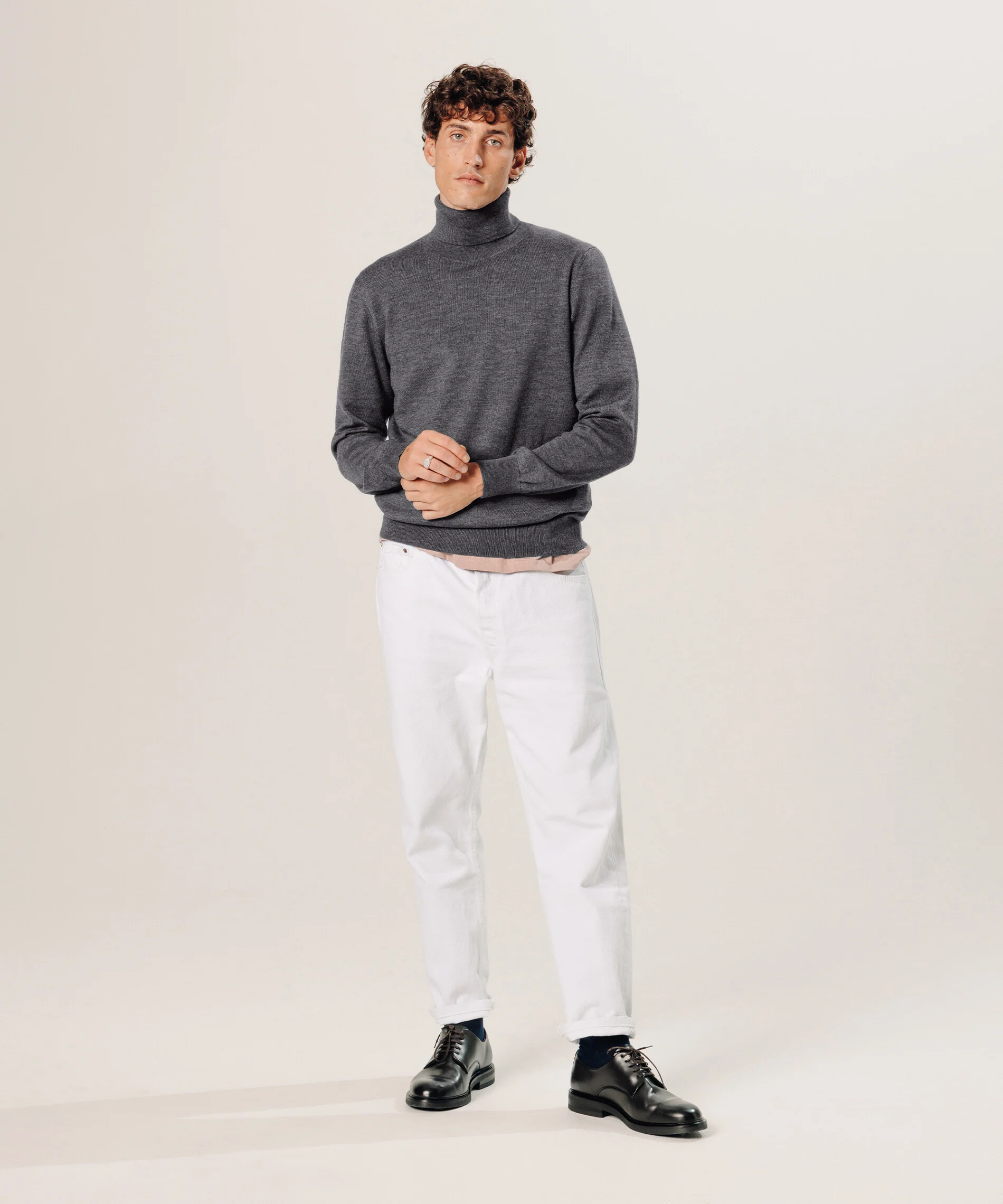 Pull col roulé en laine mérinos | Gris